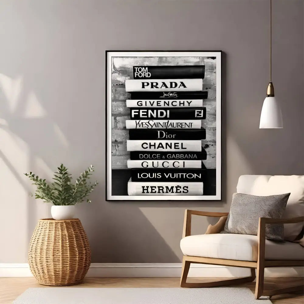 Fashion Designer Books Stack – Digital Art Print- Instant Downlod