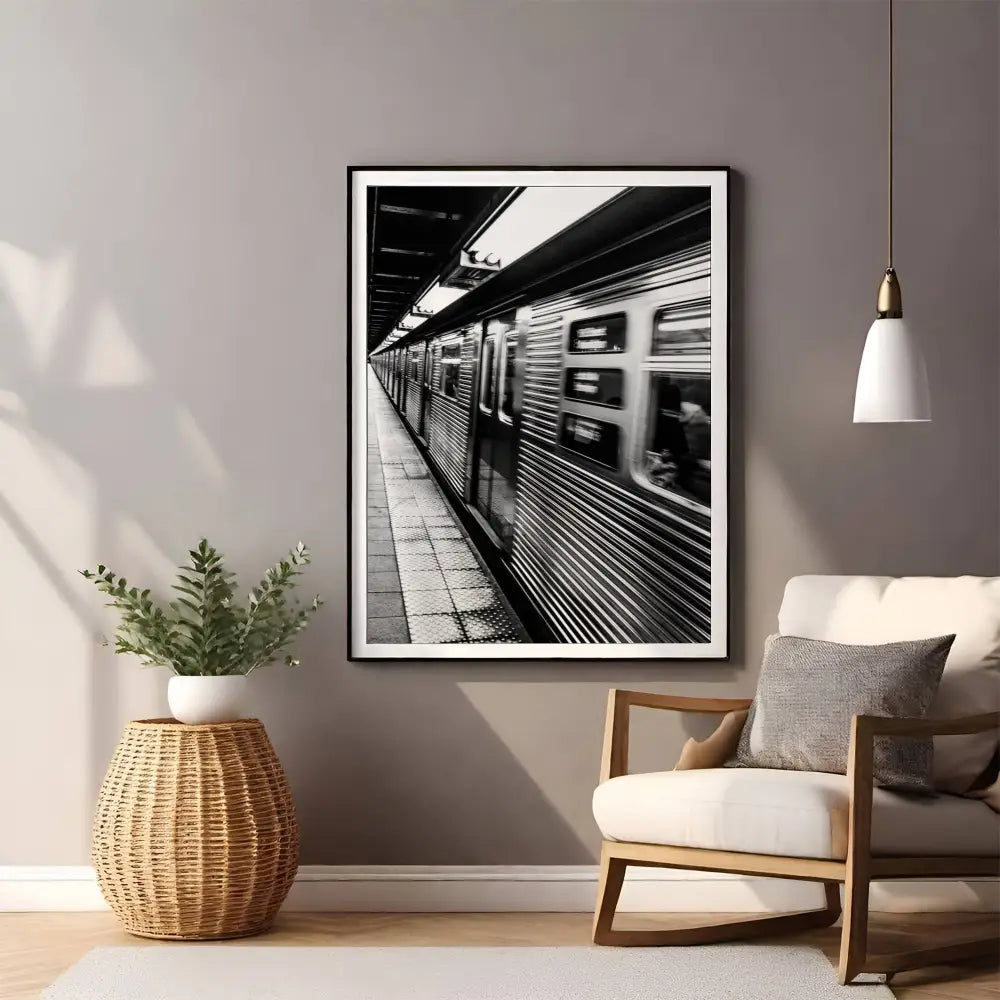 NYC Subway Train in Motion – Digital Art Print - Digital Download