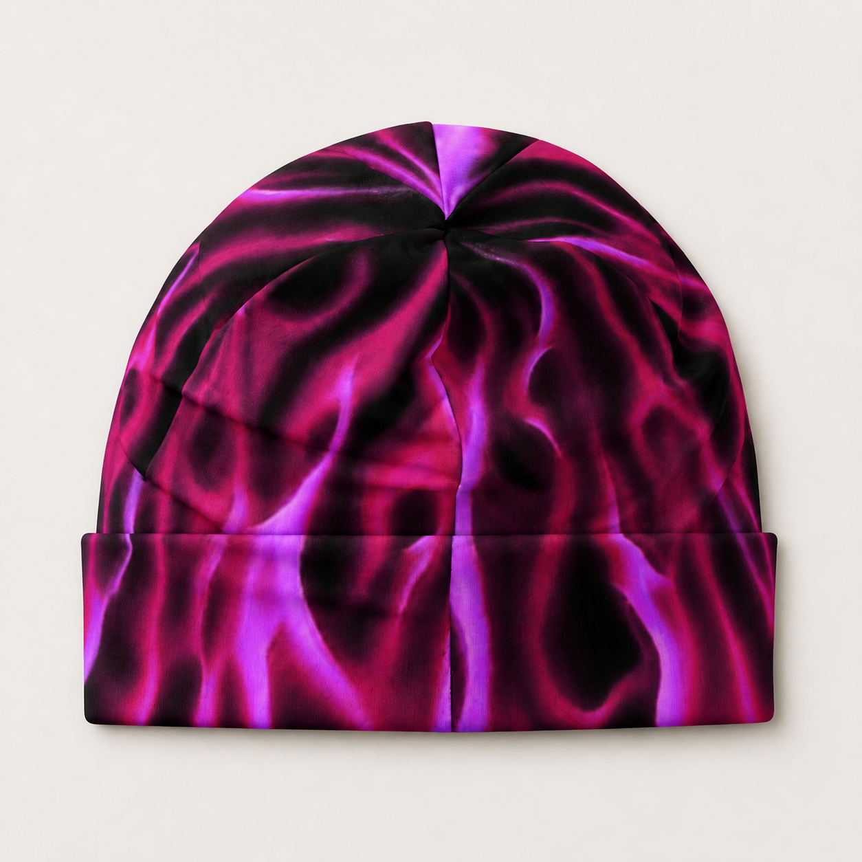 Pink flame all-over print beanie – bold knit hat – pixel + press - beanies